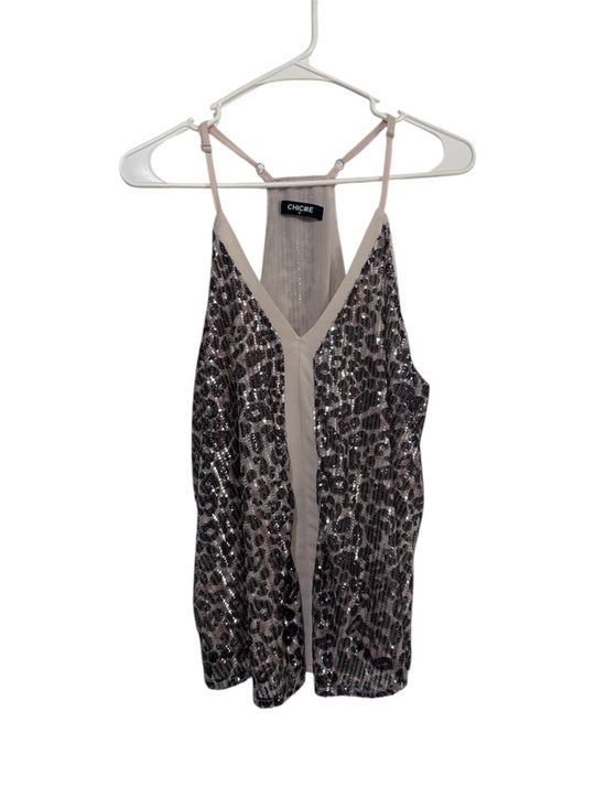 chicme Tops - ChicMe Leopard Print Sequin Racerback Tank Top Small